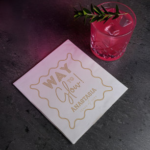 Weg zu Glow Script Retro Wavy Graduation Party Servietten Mit Folie