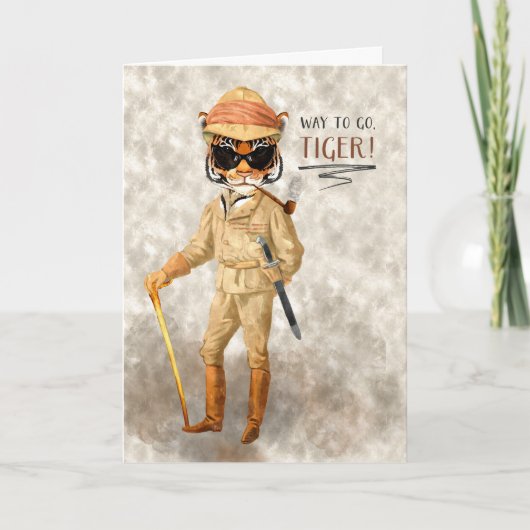 Weg zu Tiger Glückwunsch Hipster Safari Tiger Karte (Vorderseite)