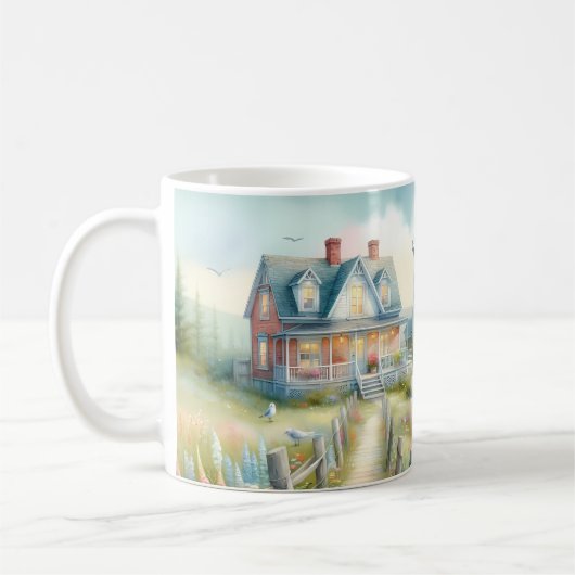 Weg zum Leuchtturm-Küstenhaus Kaffeetasse (Links)