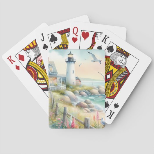 Weg zum Leuchtturm-Küstenhaus Spielkarten (Rückseite)