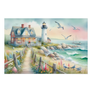Weg zum Lighthouse Coastal Cottage Poster