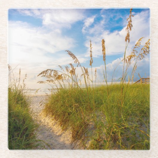 Weg zum Strand Glasuntersetzer (Vorderseite)