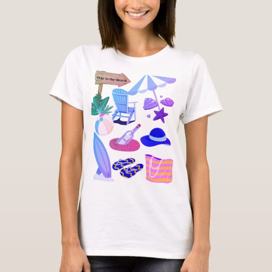 Weg zum Strand - Sommerurlaub Clipart Design T-Shirt (Vorderseite)