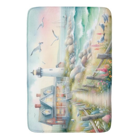 Weg zur Hütte Lighthouse Coastal Badematte (Vorderseite Vertikal)