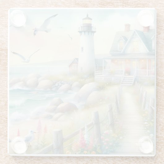 Weg zur Hütte Lighthouse Coastal Glasuntersetzer (Rückseite)