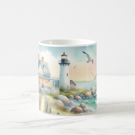 Weg zur Hütte Lighthouse Coastal Kaffeetasse (Mittel)