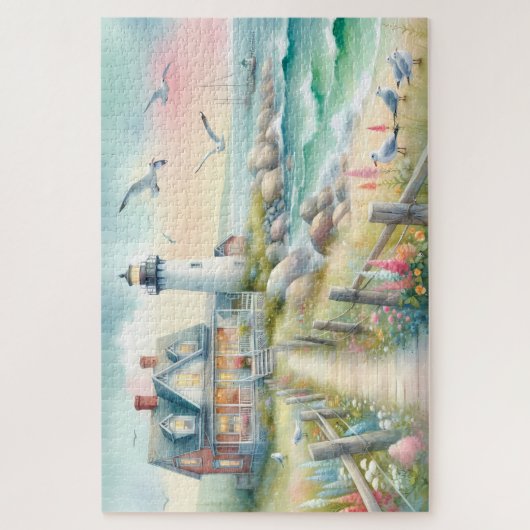 Weg zur Hütte Lighthouse Coastal Puzzle (Vertikal)