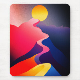 Weg zur Sonne – Lebendiger abstrakter Berg Mousepad