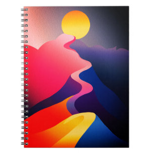 Weg zur Sonne – Lebendiger abstrakter Berg Notizblock