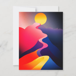 Weg zur Sonne – Lebendiger abstrakter Berg Postkarte