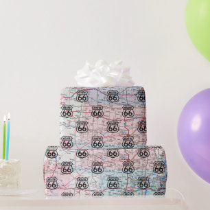 Wegbeschreibung 66 auf der Straßenkarte Geschenkpapier