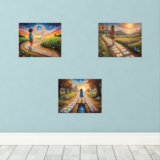 "Wege der Entdeckung" Bilderwand Sets (Holzboden)