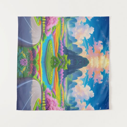 "Wege durch den Frühling - Fantasiewelt Wandteppich (Vorderseite (Horizontal))