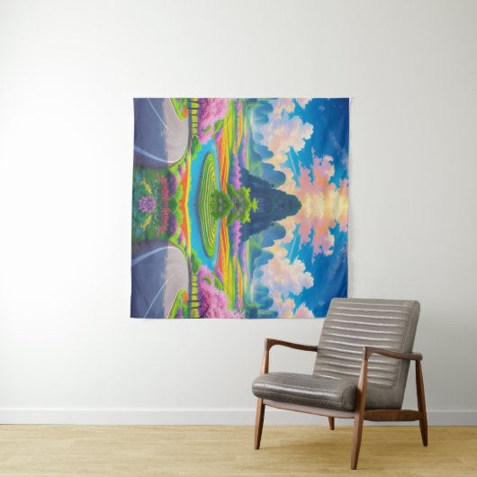 "Wege durch den Frühling - Fantasiewelt Wandteppich (Beispiel (Horizontal))