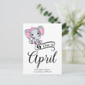Wegen April Little Peanut Baby Girl Elephant Postkarte (Stehend Vorderseite)