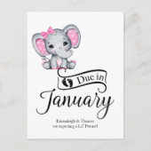 Wegen Januar Little Peanut Baby Girl Elephant Postkarte (Vorderseite)