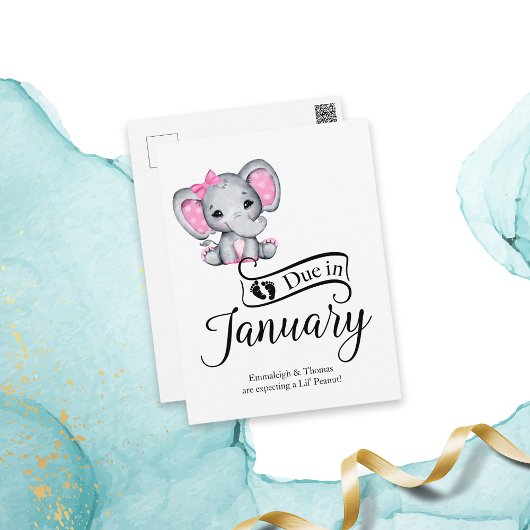 Wegen Januar Little Peanut Baby Girl Elephant Postkarte