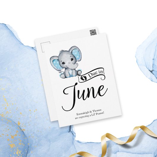 Wegen Juni Little Peanut Baby Boy Elephant Postkarte