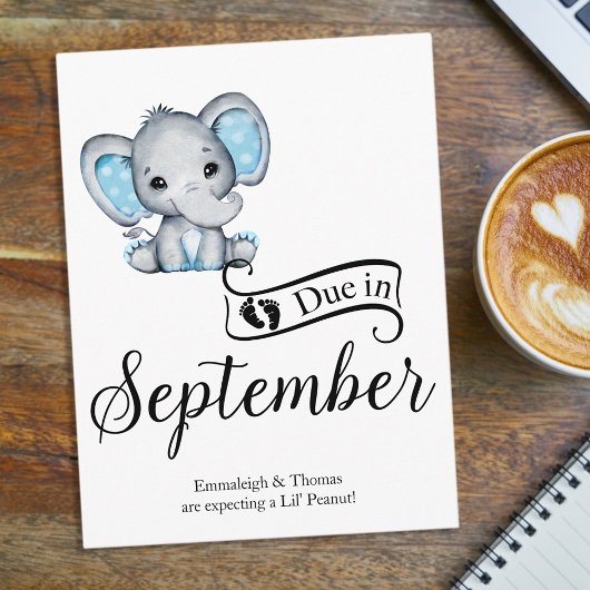 Wegen September Little Peanut Baby Boy Elephant Postkarte
