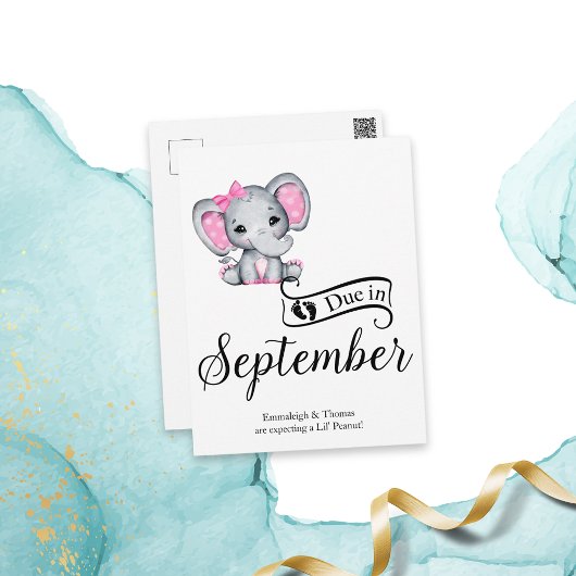 Wegen September Little Peanut Baby Elephant Postkarte