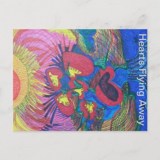 wegfliegende Herzen Postkarte (Vorderseite)