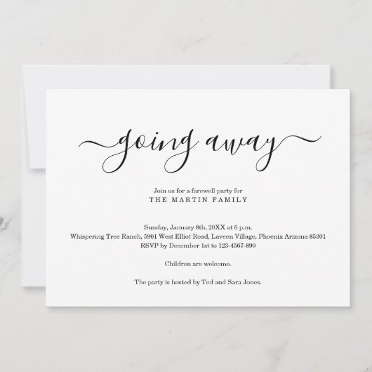 Weggehen der Party Einladung (Vorderseite)