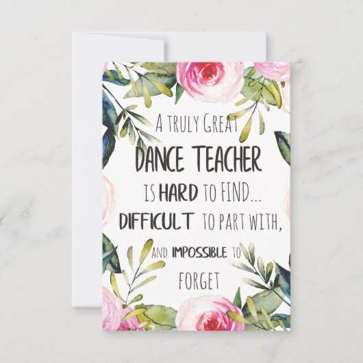 Weggehen Geschenk für Tanzlehrer Danke Zitat (Vorderseite)