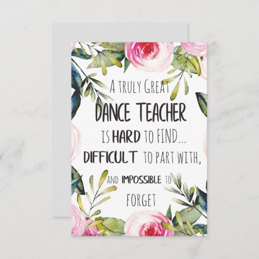 Weggehen Geschenk für Tanzlehrer Danke Zitat (Vorne/Hinten)