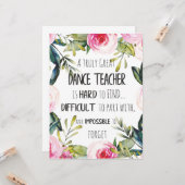 Weggehen Geschenk für Tanzlehrer Danke Zitat Karte (Vorderseite/Rückseite Beispiel)