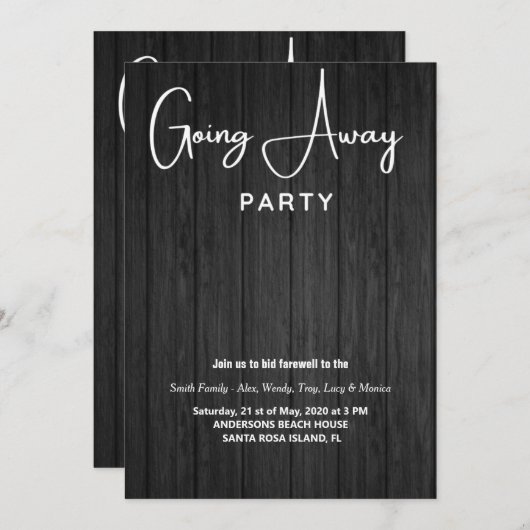 Weggehen von Party Einladungen (Vorne/Hinten)