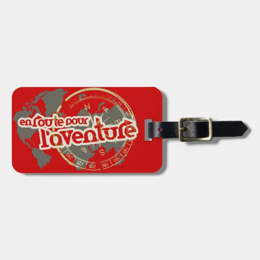 Wegstrecke pour l'aventure red luggage tag gepäckanhänger (Vorderseite horizontal)