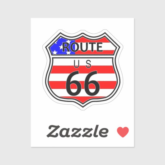 Wegweiser 66 mit Fahne Aufkleber (Blatt)