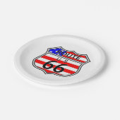 Wegweiser 66 mit Fahne Pappteller (Schrägansicht)