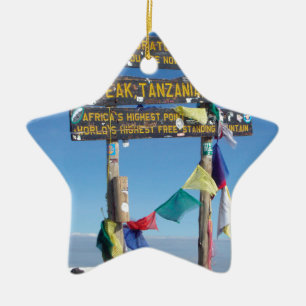 Wegweiser auf dem Gipfel des Kilimandscharo Kenia Keramik Ornament