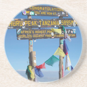 Wegweiser auf dem Gipfel des Kilimandscharo Kenia Sandstein Untersetzer