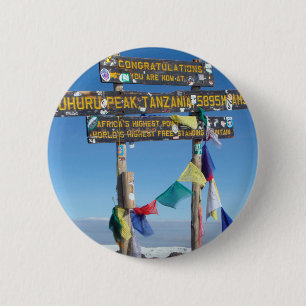 Wegweiser auf dem Gipfel des Kilimanjaro Kenia Button