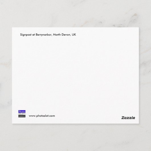 Wegweiser in Berrynarbor, North Devon, Vereinigtes Postkarte (Rückseite)