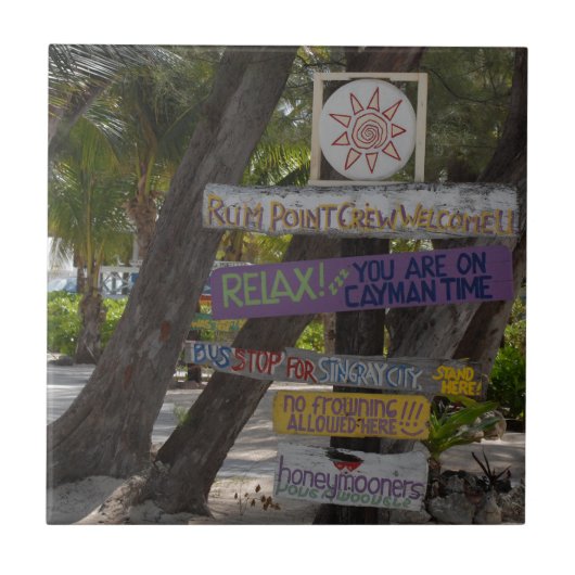 Wegweiser Rum Point Grand Cayman Fliese (Vorderseite)