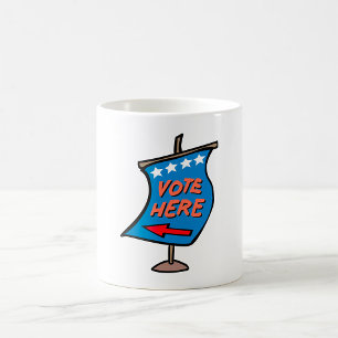 Wegweiser zur Stimmabgabe Kaffeetasse