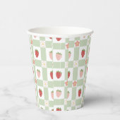 Wegwerf-Erdbeeren-Gingham Pastellgrün Pappbecher (Rechts)