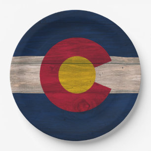 WegwerfpapierTeller hölzerner Colorado-Flagge Pappteller