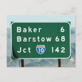 Wegzeichen - Meilen bis Baker & Barstow Postkarte