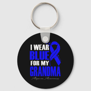 Weh Blue für meine Oma Alopezie Feather Schlüsselanhänger