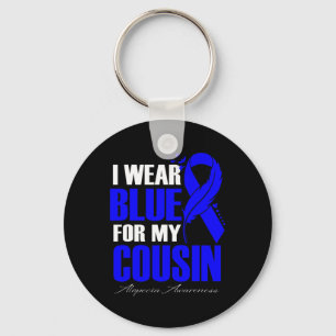 Weh Blue für meinen Cousin Alopezie Feather Schlüsselanhänger