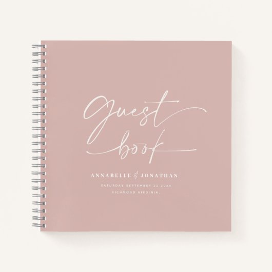 Weh Gästebuch hellrosa minimale moderne Notizblock (Vorderseite)