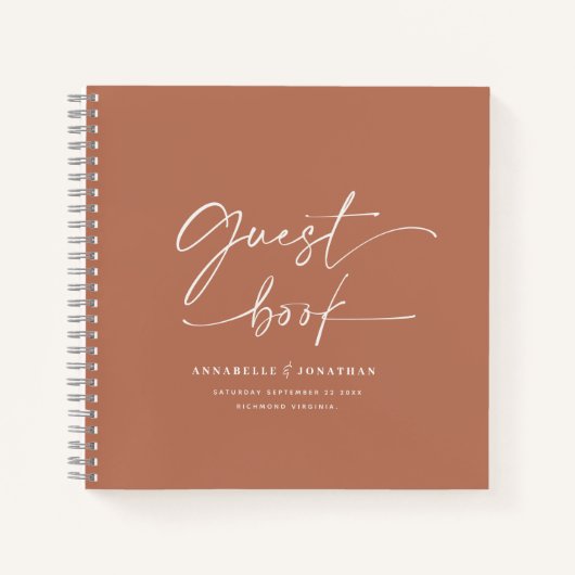 Weh Gästebuch terracotta minimale moderne Notizblock (Vorderseite)