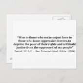 Wehe denen, die ungerechte Gesetze machen Isaiah 1 Postkarte (Vorne/Hinten)