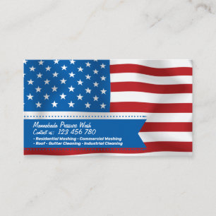 Wehende amerikanische Flagge Blaue Schleife Patrio Visitenkarte