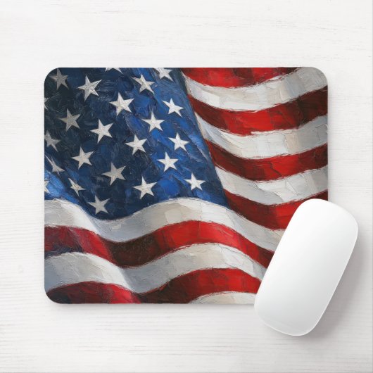 Wehende amerikanische Flagge in Impasto-Malerei Mousepad (Mit Mouse)