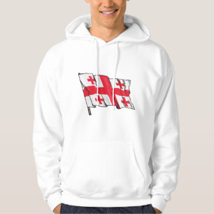 Wehende georgische Flagge Rot und Weiß Fünf Kreuze Hoodie